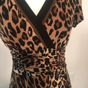 Sandra Darren Leopard V Neck Dress